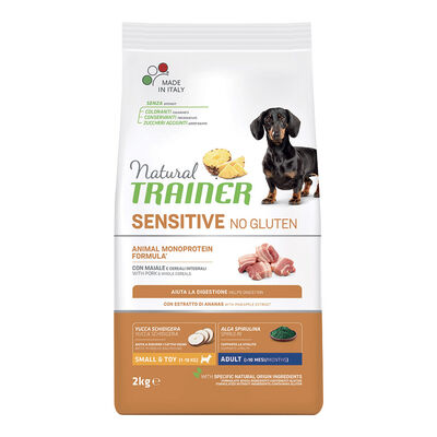 Natural Trainer Sensitive Dog No Gluten Small & Toy Adult con Maiale 2 kg.