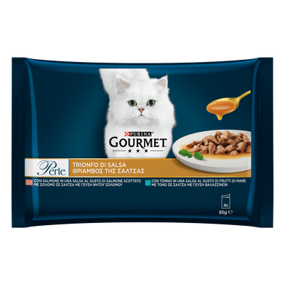 Gourmet Perle Cat Adult Trionfo di Salsa Tonno e Salmone 4x85 gr