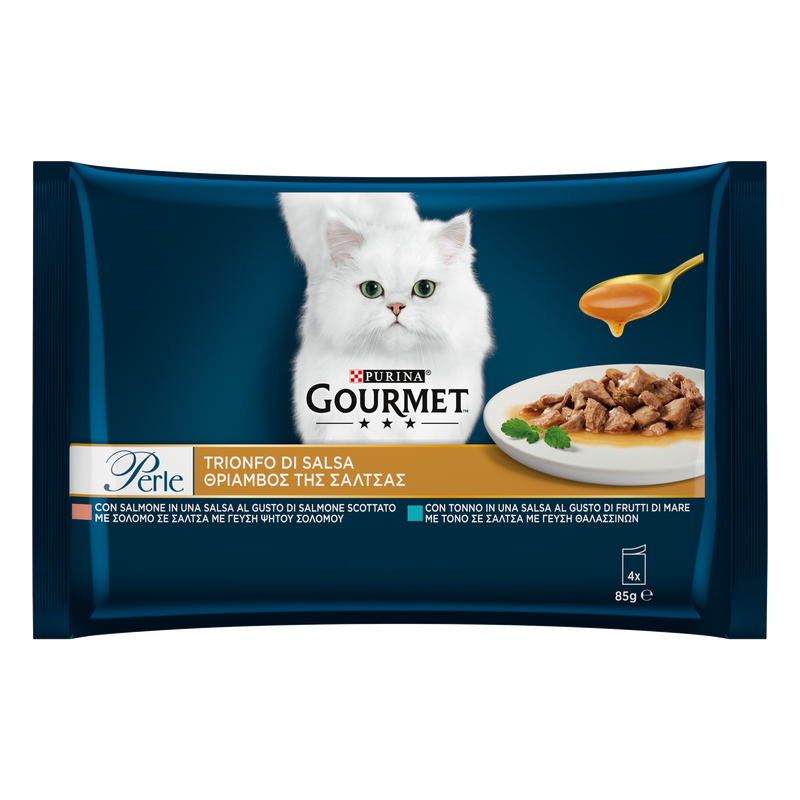 Gourmet Perle Cat Adult Trionfo di Salsa Tonno e Salmone 4x85 gr