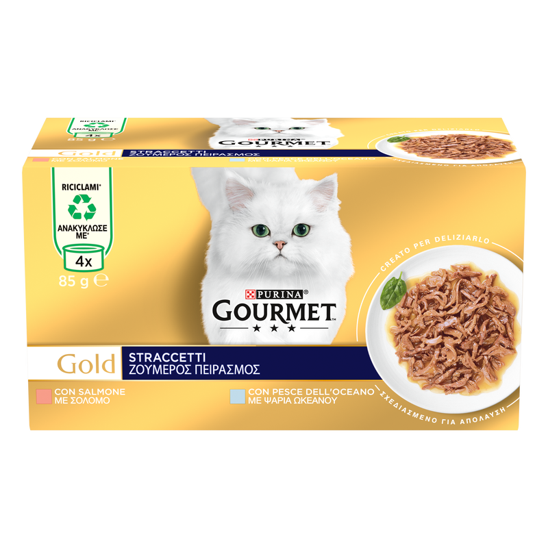 Gourmet Gold Straccetti di Pesce dell'Oceano e Salmone 85grx4pz