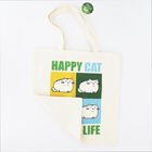 Shopper in tessuto con stampa Happy Cat