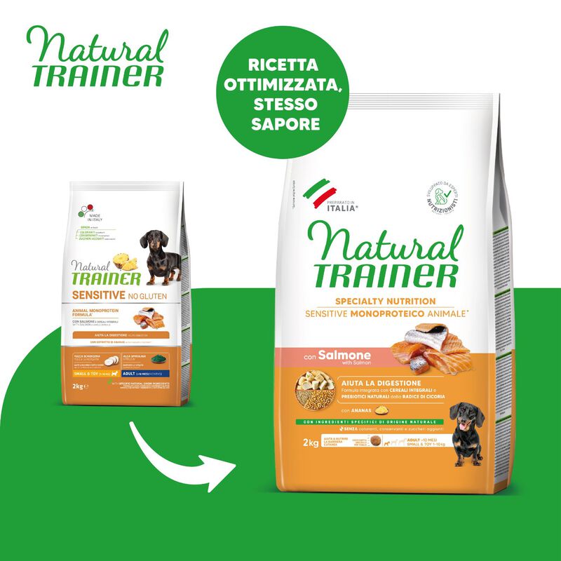 Natural Trainer Sensitive Dog No Gluten Small & Toy Adult con Salmone 2 kg