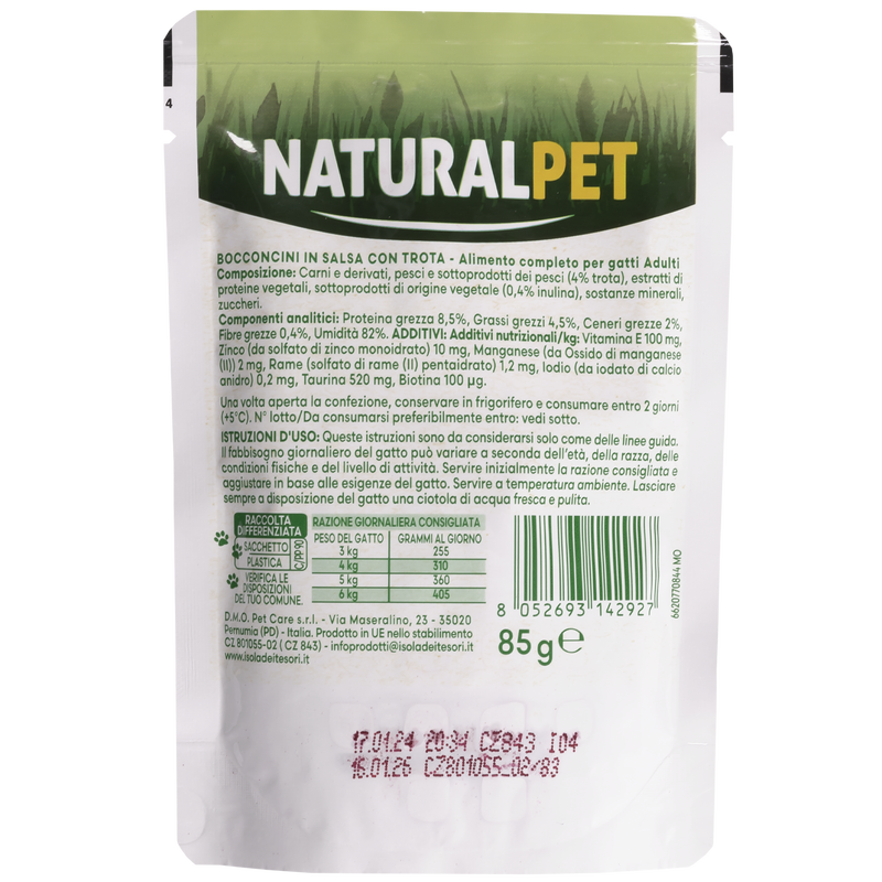 Naturalpet Cat Adult Bocconcini in salsa con Trota 85gr