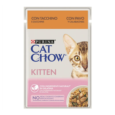 Cat Chow Kitten con Tacchino e zucchine in gelatina 85 gr