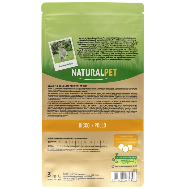 Naturalpet Premium Dog Adult Medium&Large ricco in Pollo 3 kg
