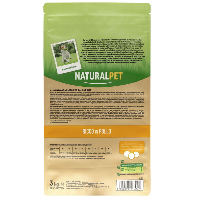 Naturalpet Premium Dog Adult Medium&Large ricco in Pollo 3 kg 
