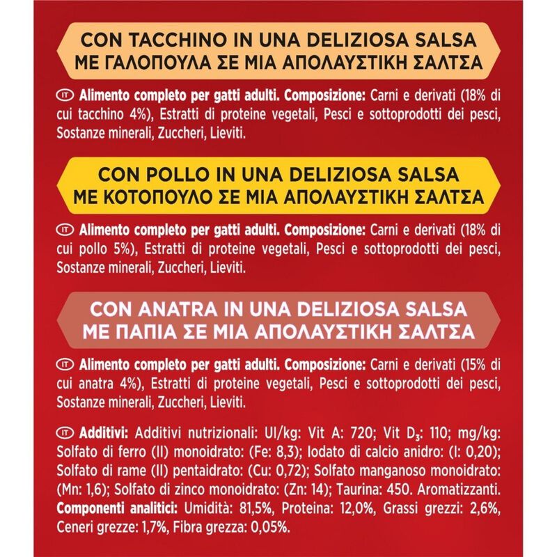 Gourmet Mon Petit Cat Adult con Anatra, Pollo e Tacchino 6 x 50 gr