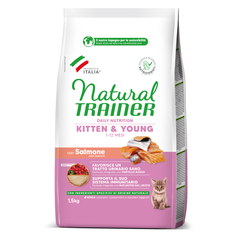 Natural Trainer Cat Kitten con Salmone 1,5 kg