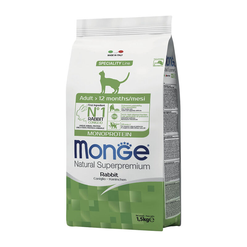 Monge Natural Superpremium Monoprotein per gatti adulti Coniglio 1,5 kg 