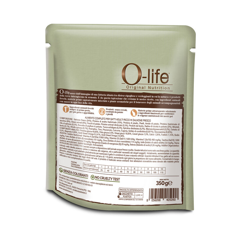 O-life Cat Adult con Salmone Fresco 350 gr