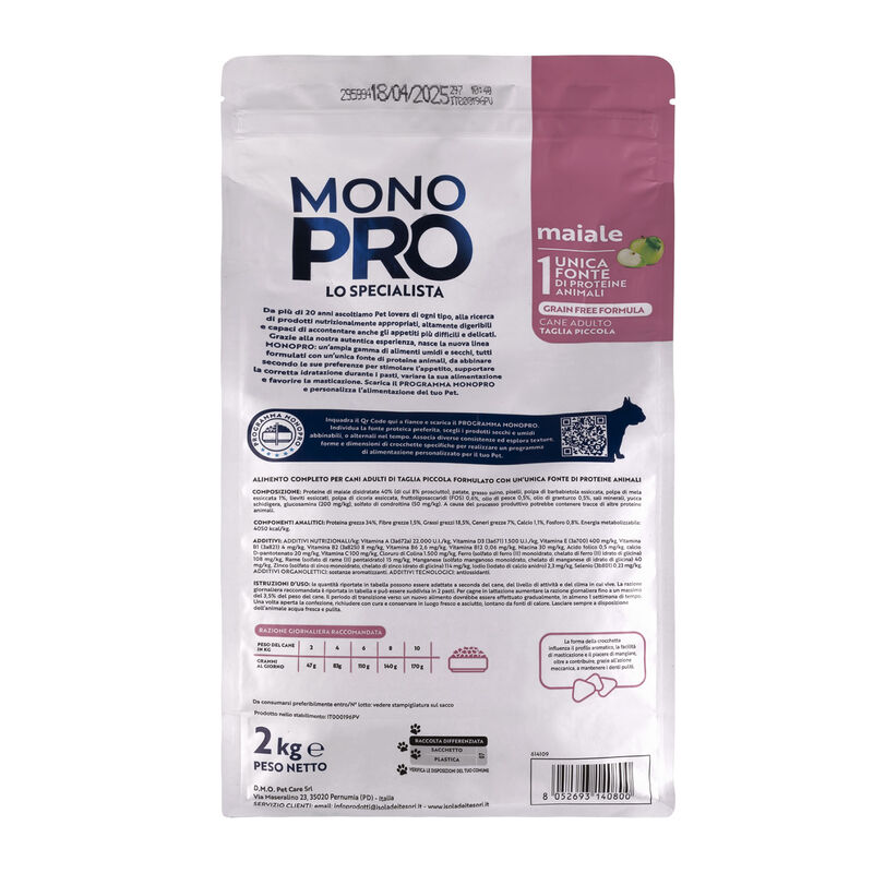 Monopro Dog Adult Mini Grain free Maiale 2 kg