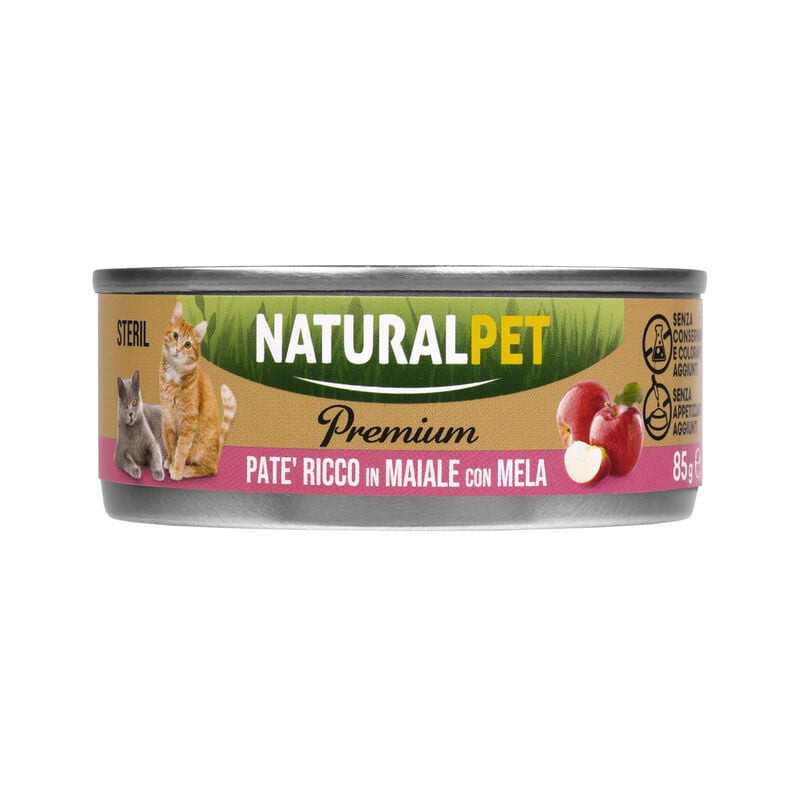 Naturalpet Premium Cat Adult Sterilized Pat&eacute; ricco in Maiale con mela 85gr
