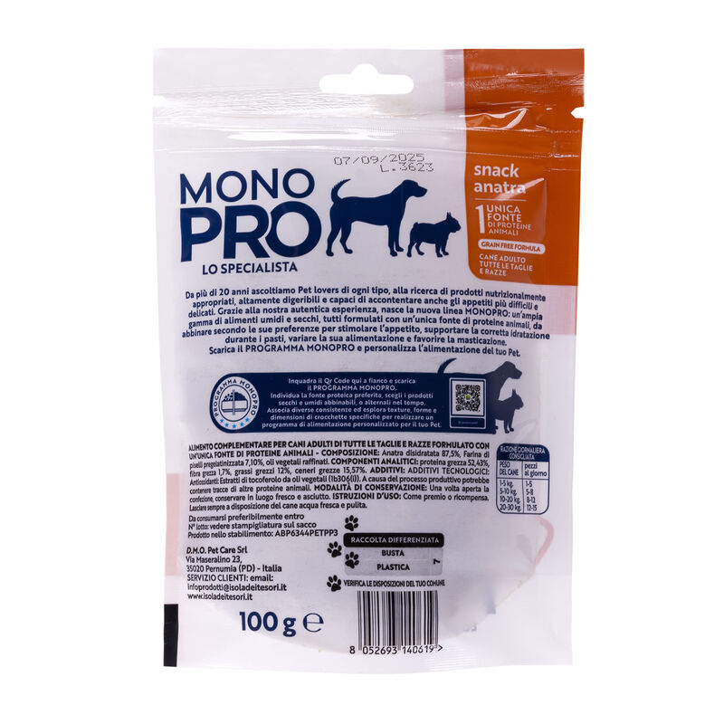 Monopro Dog Adult All Breeds Snack all'Anatra 100 gr