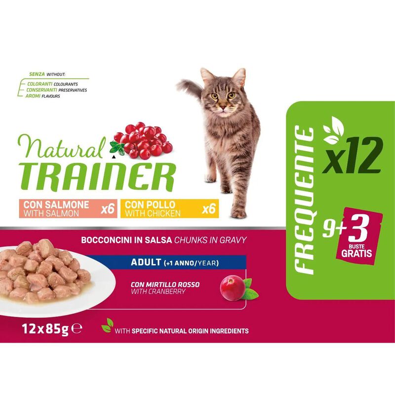 Natural Trainer Cat Adult al Pollo e Salmone 12 pz x 85 gr