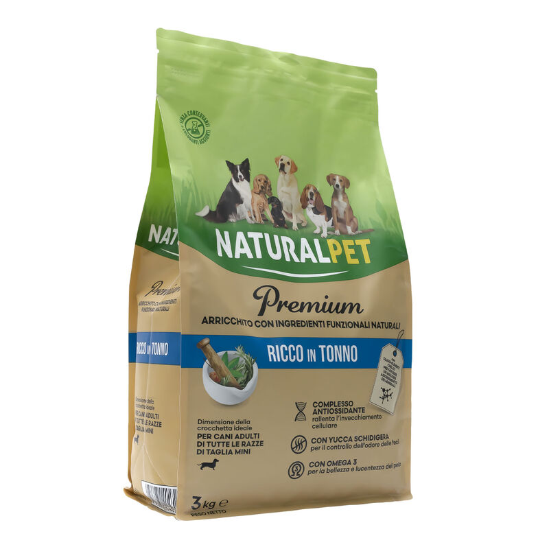 Naturalpet Premium Dog Adult Mini ricco in Tonno 3 kg 