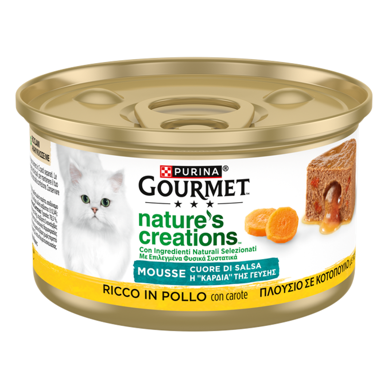 Gourmet Nature's Creation Cat Mousse Cuore di Pollo e carote in salsa 85gr