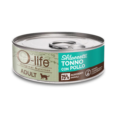 O-life Cat Adult sfilaccetti tonno con pollo 70gr