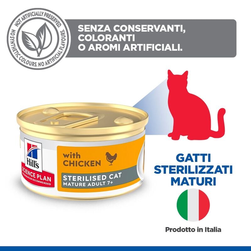 Hill's Science Plan Sterilised Mature Adult Mousse per gatti Pollo 85 gr