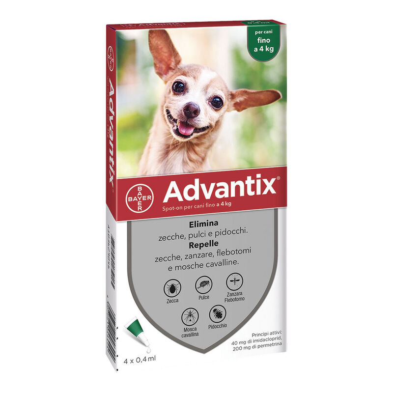 Advantix Spot-on Cane 0-4kg 4 Pipette - Trattamento Antiparassitario per Cani