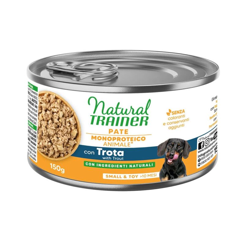 Natural Trainer Dog Adult Small&Toy Pat&eacute; Monoproteico con Trota 150 gr