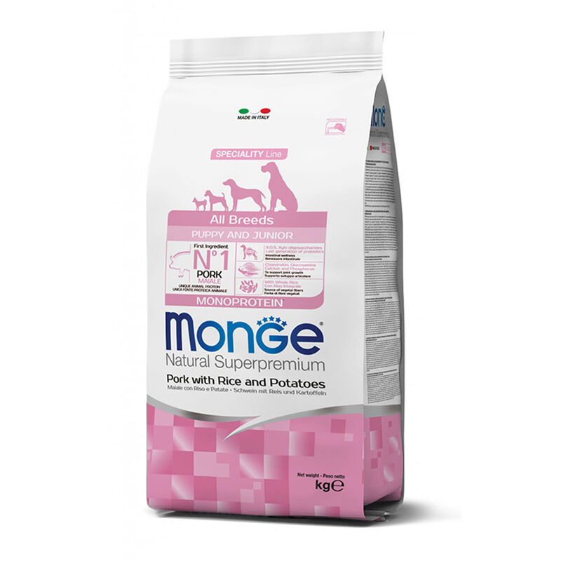 Monge Natural Superpremium Puppy&Junior All breeds Maiale con riso e patate 12 kg