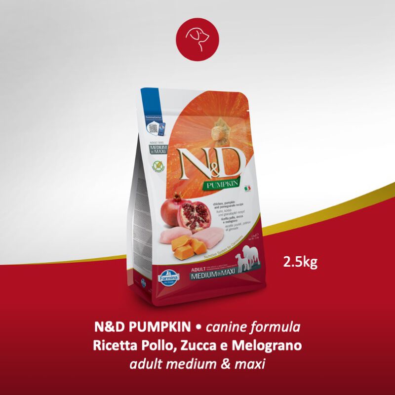 Farmina N&D Pumpkin Dog Adult Medium & Maxi Pollo e Melograno 2,5 kg