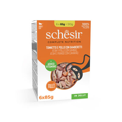 Schesir Cat Tonnetto e Pollo con Gamberetti buste 6x85 gr