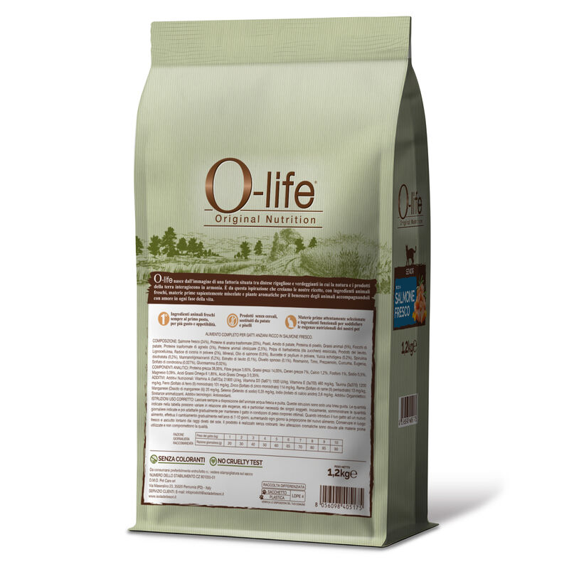 O-life Cat Senior con Salmone 1,2 Kg