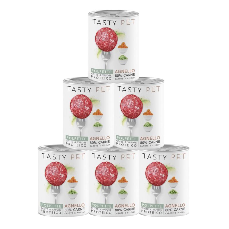 Tasty Pet Polpette in Salsa per cani con Agnello, Carote e Piselli 400 gr