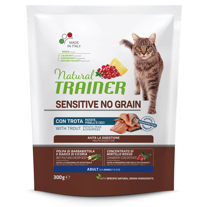 Natural Trainer Cat Adult Sensitive No Grain con Trota 300 gr