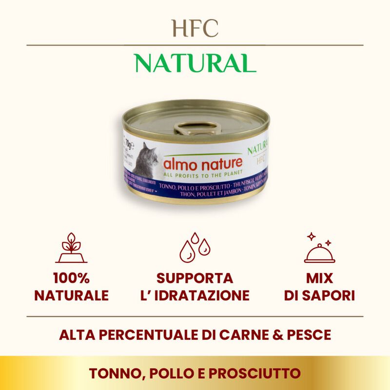 Almo Nature HFC Cat Adult Tonno Pollo e prosciutto 70gr 