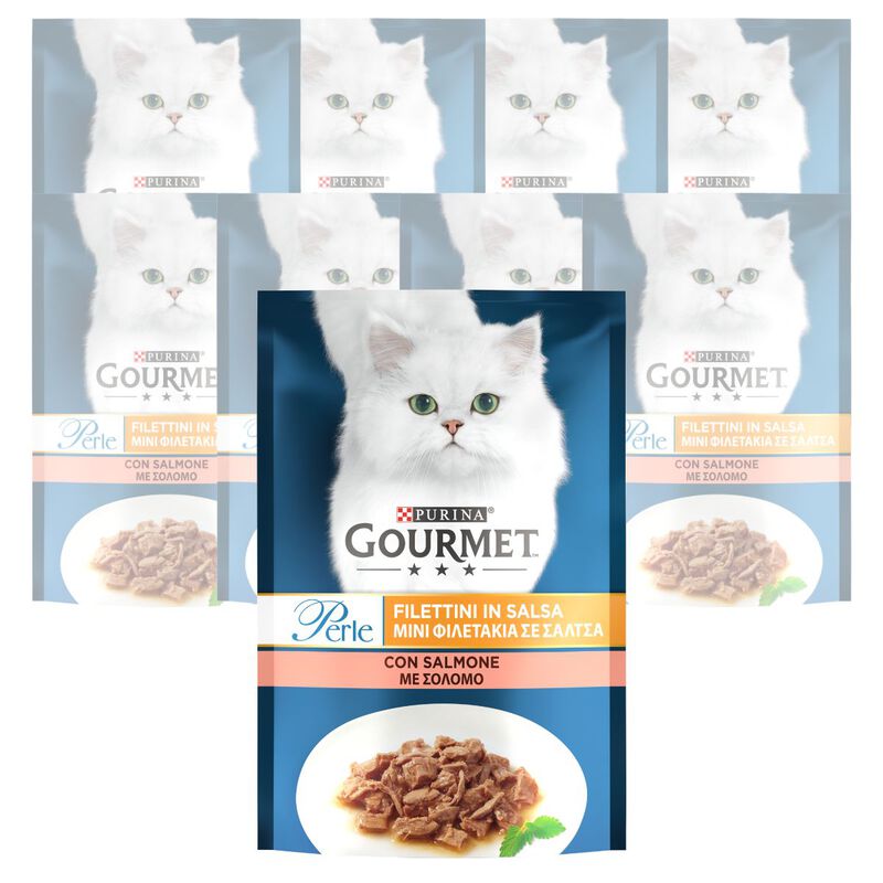 Gourmet Perle Cat Adult Filettini in Salsa con Salmone 85 gr