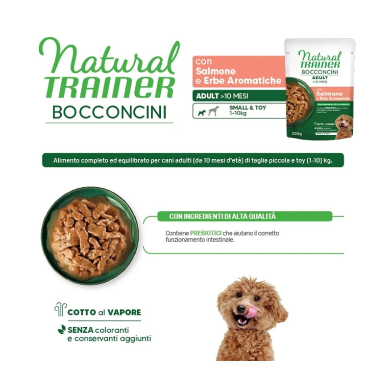Natural Trainer Dog Adult Small&Toy con Salmone in salsa 100 gr