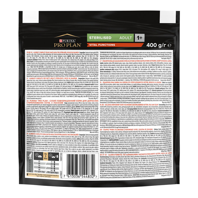 Purina Pro Plan Vital Functions Cat Adult 1+Sterilised Salmone 400 gr