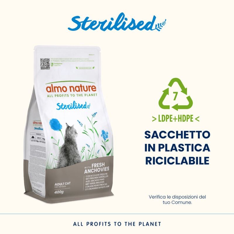 Almo nature Cat Sterilised con Acciughe 400gr