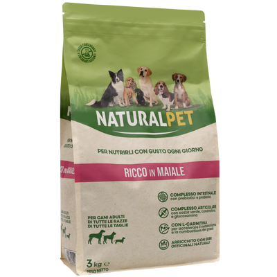 Naturalpet Dog Adult All Breeds ricco in Maiale 3 kg