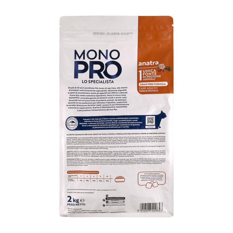 Monopro Dog Adult Mini Grain Free Anatra 2 kg