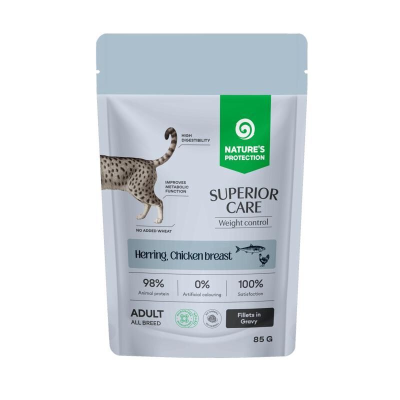 Nature's Protection Superior Care Weight control filetti gatti adulti Aringa e petto di pollo 85gr