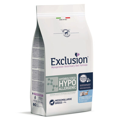 Exclusion Monoprotein Veterinary Diet Hydrolyzed Hypoallergenic Dog Medium&Large Pesce 12 kg