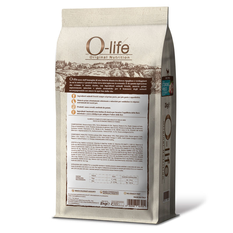 O-life Dog Adult Mini con Storione Fresco 2 kg
