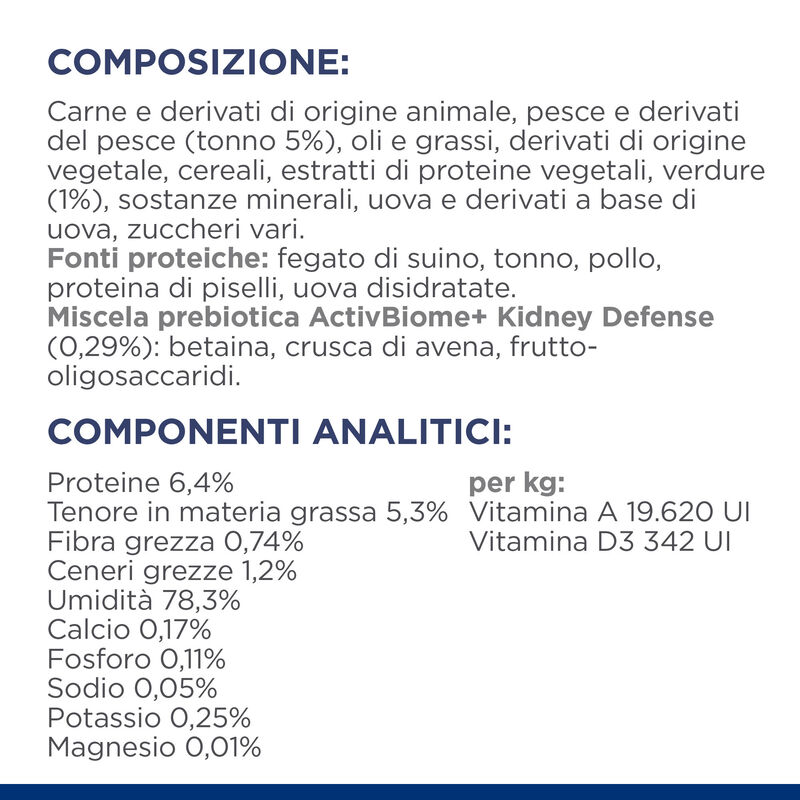 Hill's Prescription Diet Cat k/d spezzatino con tonno e verdure 82gr