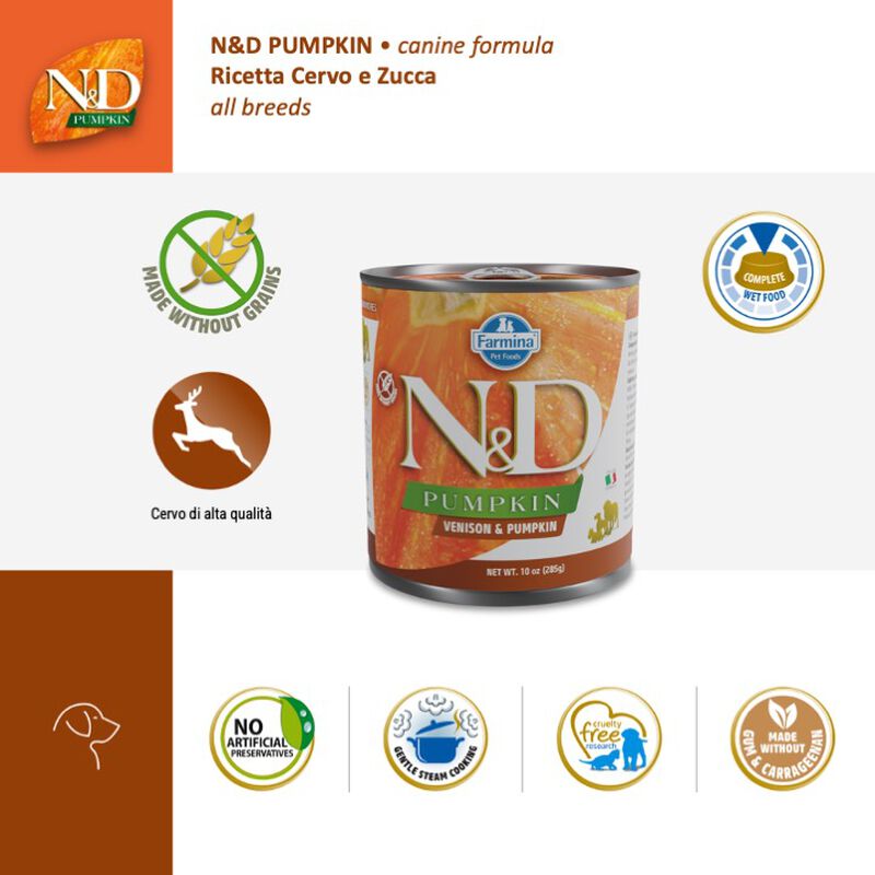 Farmina N&D Pumpkin Dog Adult Cervo e Zucca 285 gr