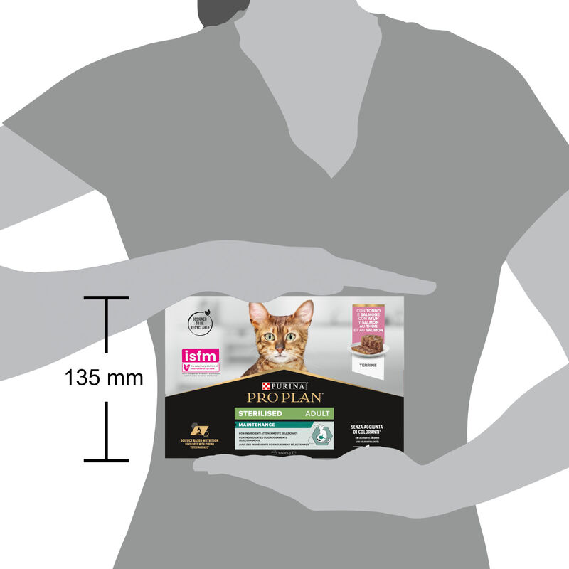 Purina Pro Plan Cat Sterilised Adult Maintenance terrine con Tonno e Salmone 85grx12 pz