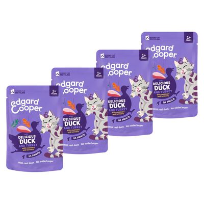 Edgard & Cooper Bocconcini in Salsa per gatti con Tacchino e Anatra 85 gr