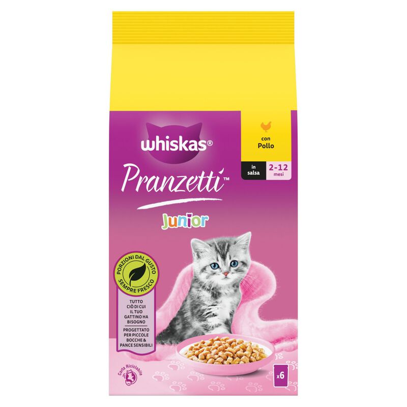 Whiskas Kitten Pranzetti in Salsa con Pollo 6 x 50 gr