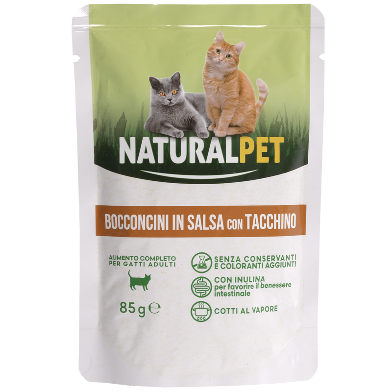 Naturalpet Cat Adult Bocconcini in salsa con Tacchino 85gr