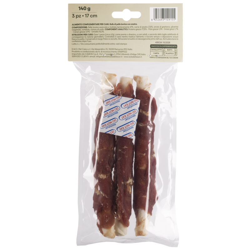 Crancito's Rolls di pelle bovina con anatra 3pz 17cm