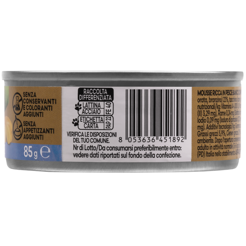 Naturalpet Premium Cat Mousse al Pesce bianco con patate 85gr