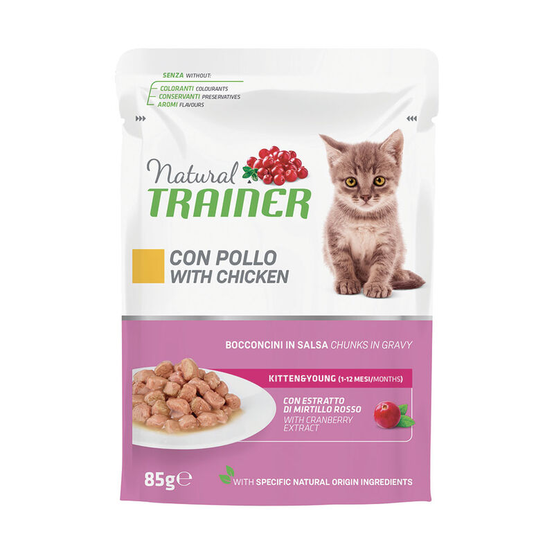 Natural Trainer Cat Kitten&Young al Pollo 85 gr