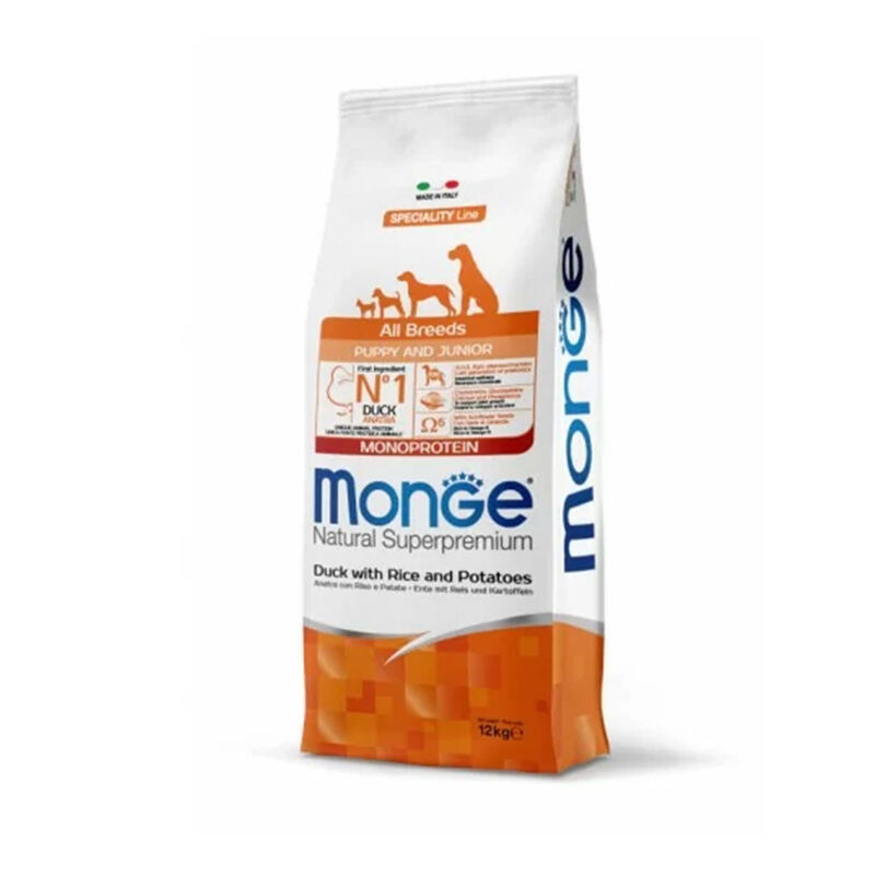 Monge Natural Superpremium Puppy&Junior All breeds Anatra con riso e patate 12 kg